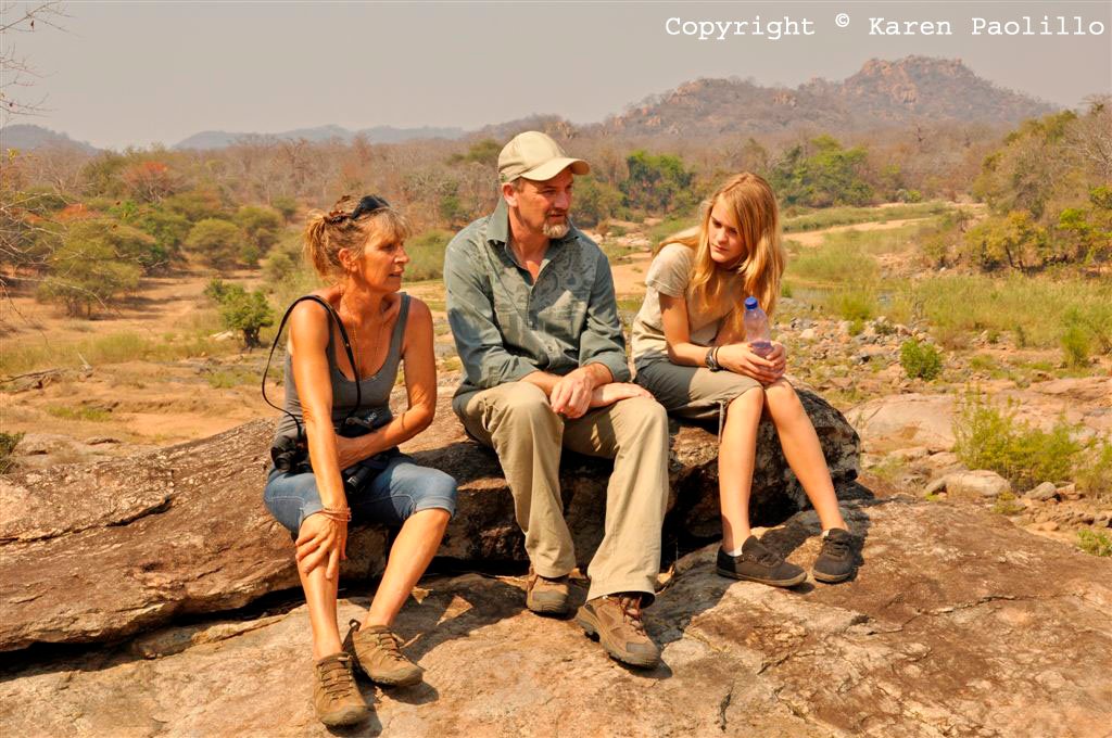 Karen with volunteers Chris and his daughter Neve.