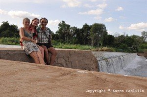 Mirinda, Karen and Jean Roger at weir